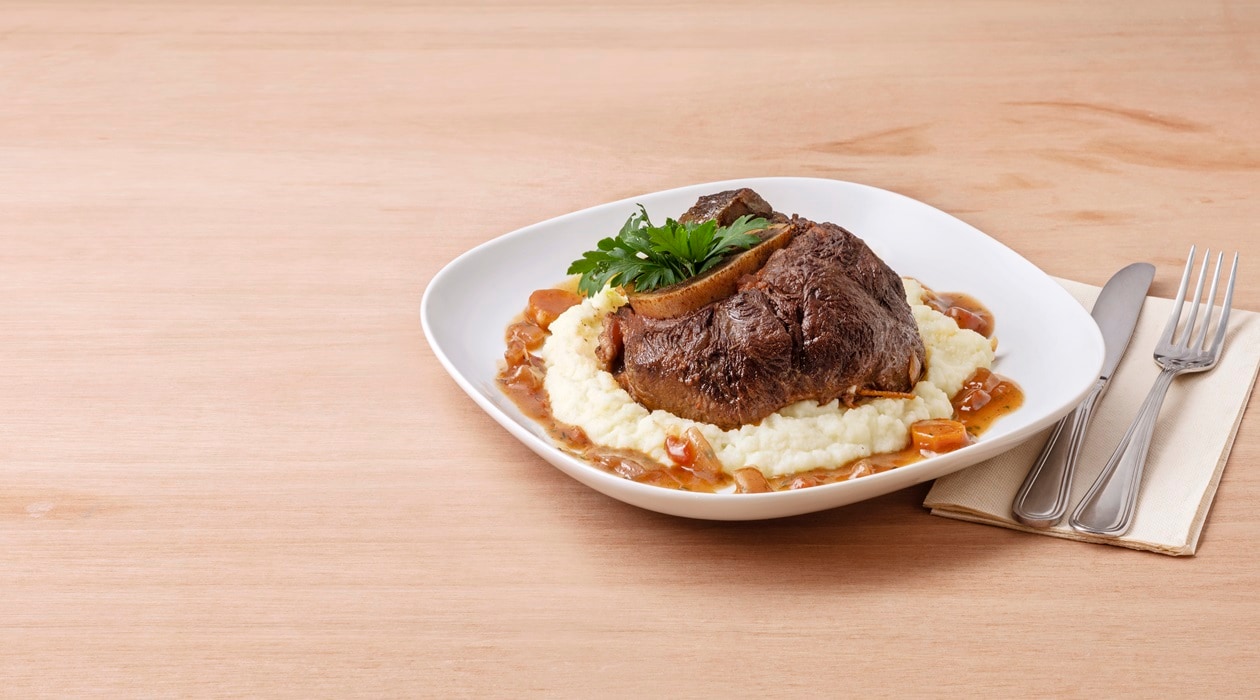 Ossobuco Guisado com puré de Batata – - Receita